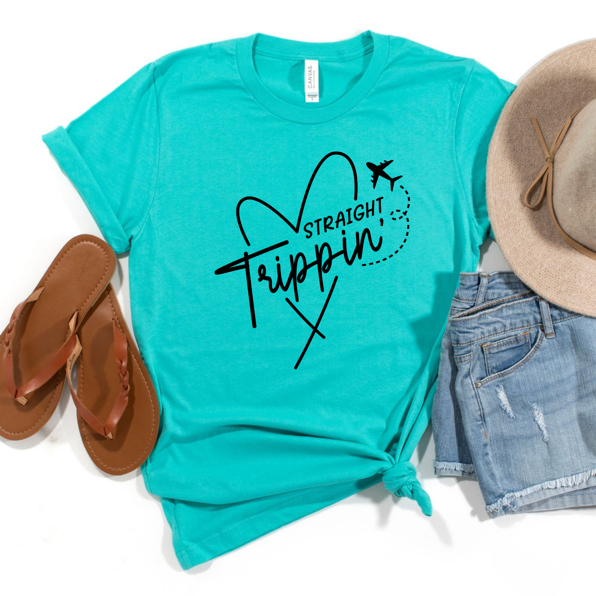Wholesale Straight Trippin Graphic Tee - Teal Tee
