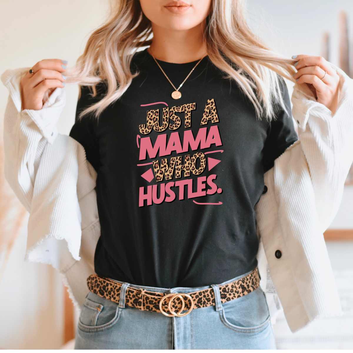 Wholesale Mama who hustles Graphic Tee - Black Tee