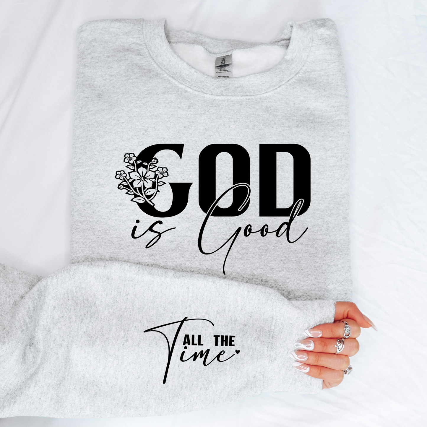 Wholesale God is Good All the Time Sweatshirt - Ready to Ship - Ash Sweatshirt