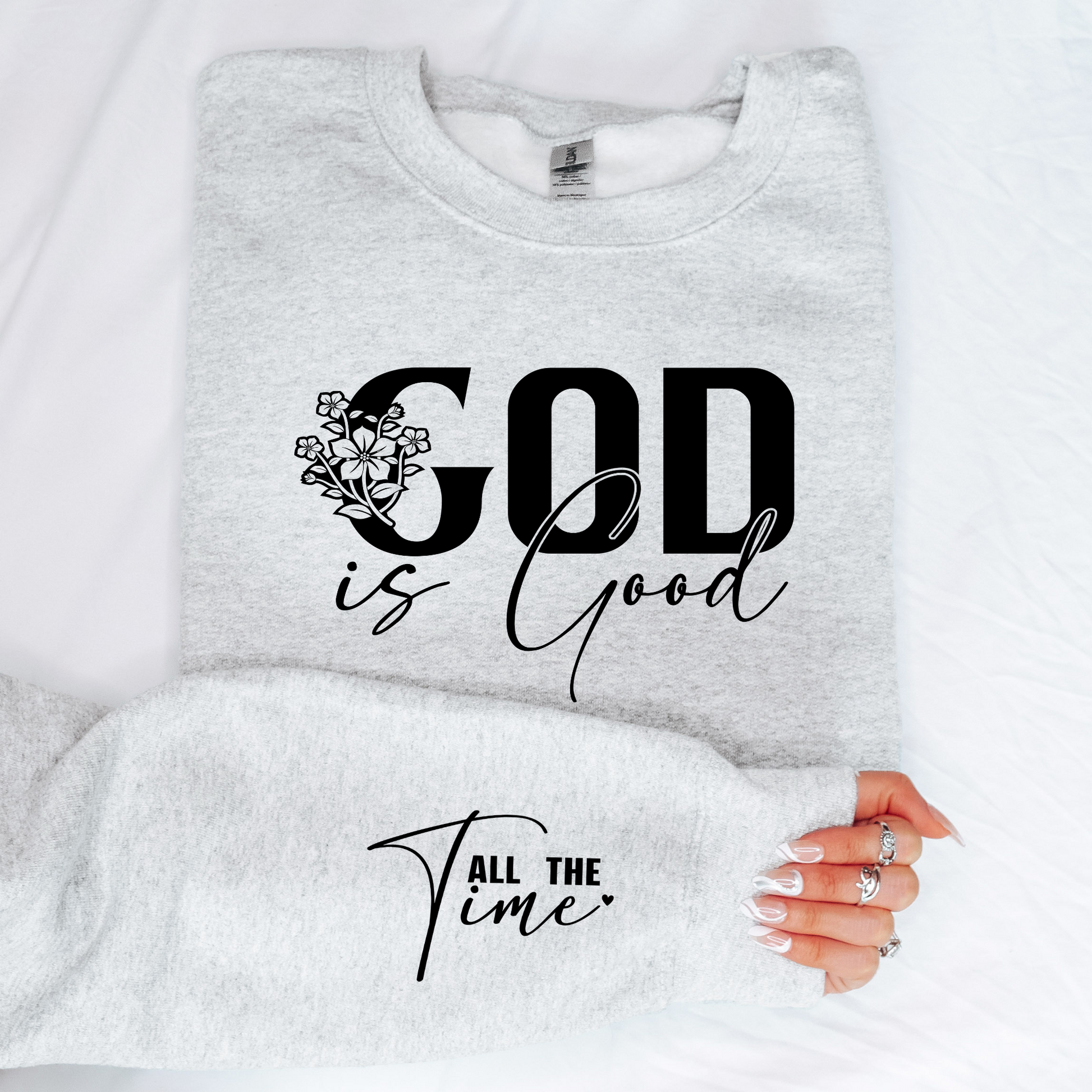 Wholesale God is Good All the Time Sweatshirt - Ready to Ship - Ash Sweatshirt