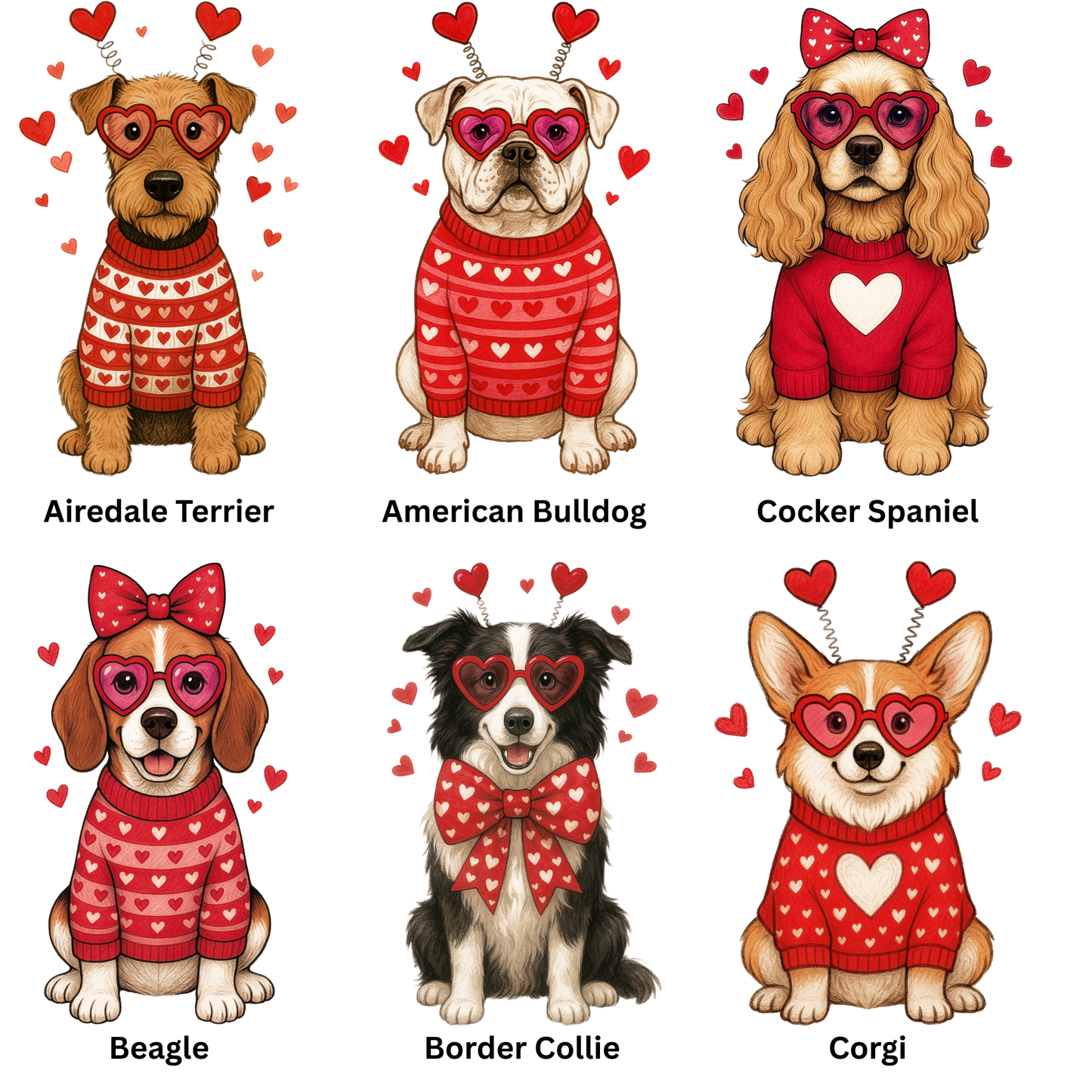 Valentine Dog Breeds Graphic Tee