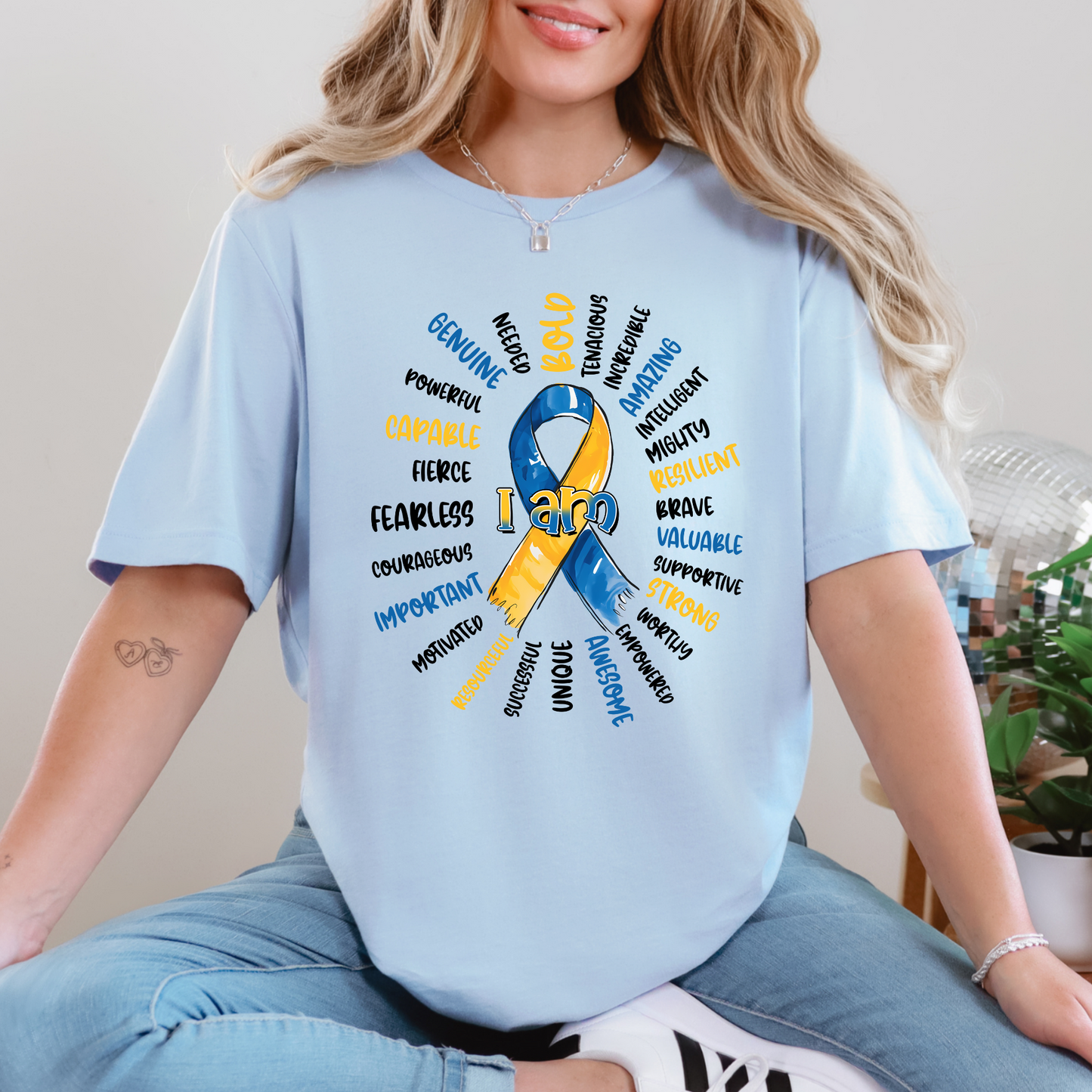 Wholesale Down Syndrome I am Graphic Tee - Baby Blue Tee