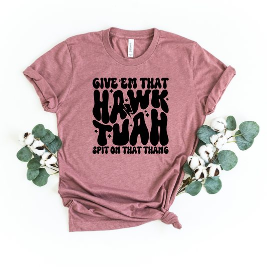Wholesale Hawk Tuah Graphic Tee - Heather Mauve Tee