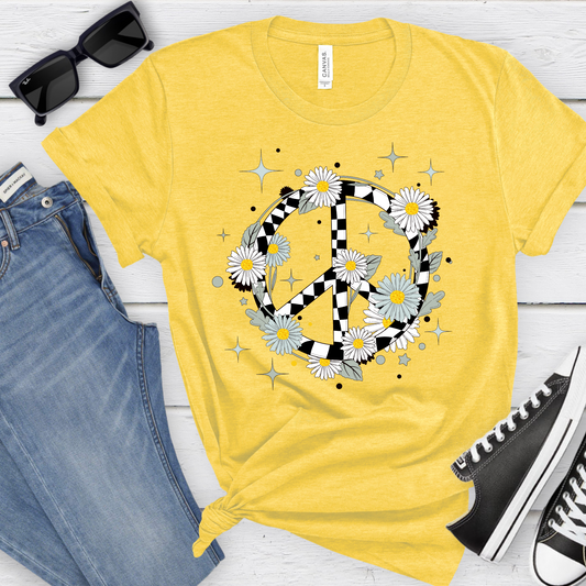 Wholesale Peace Daisies Graphic Tee - Maize Yellow Tee