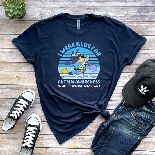 Wholesale Bluey Autism Graphic Tee - Heather Charcoal Tee