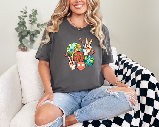 Wholesale Peace love planet Graphic Tee - Asphalt Tee