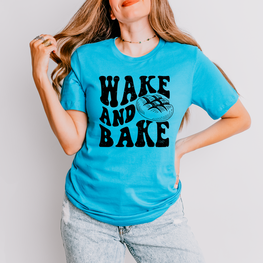Wholesale Wake and Bake Sourdough Graphic Tee - Aqua Tee