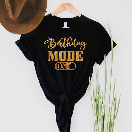 Wholesale Birthday Mode Bling Graphic Tee - Black Tee