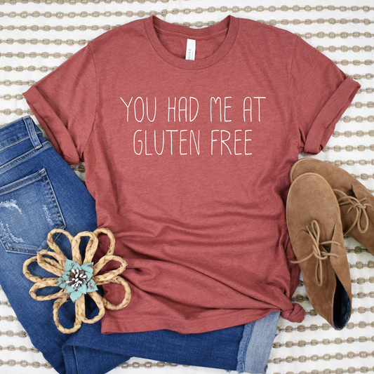 Wholesale You had me at Gluten Free Graphic Tee - Heather Clay Tee