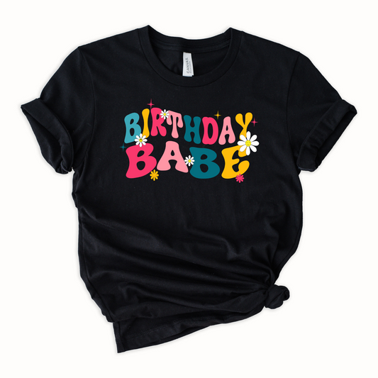 Wholesale Birthday Babe Graphic Tee - Black Tee