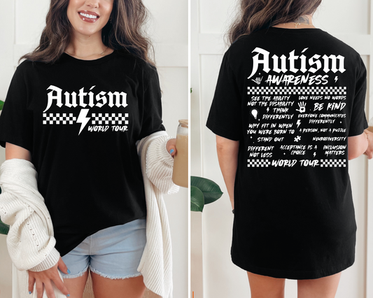 Wholesale Autism World Tour Graphic Tee - Black Tee