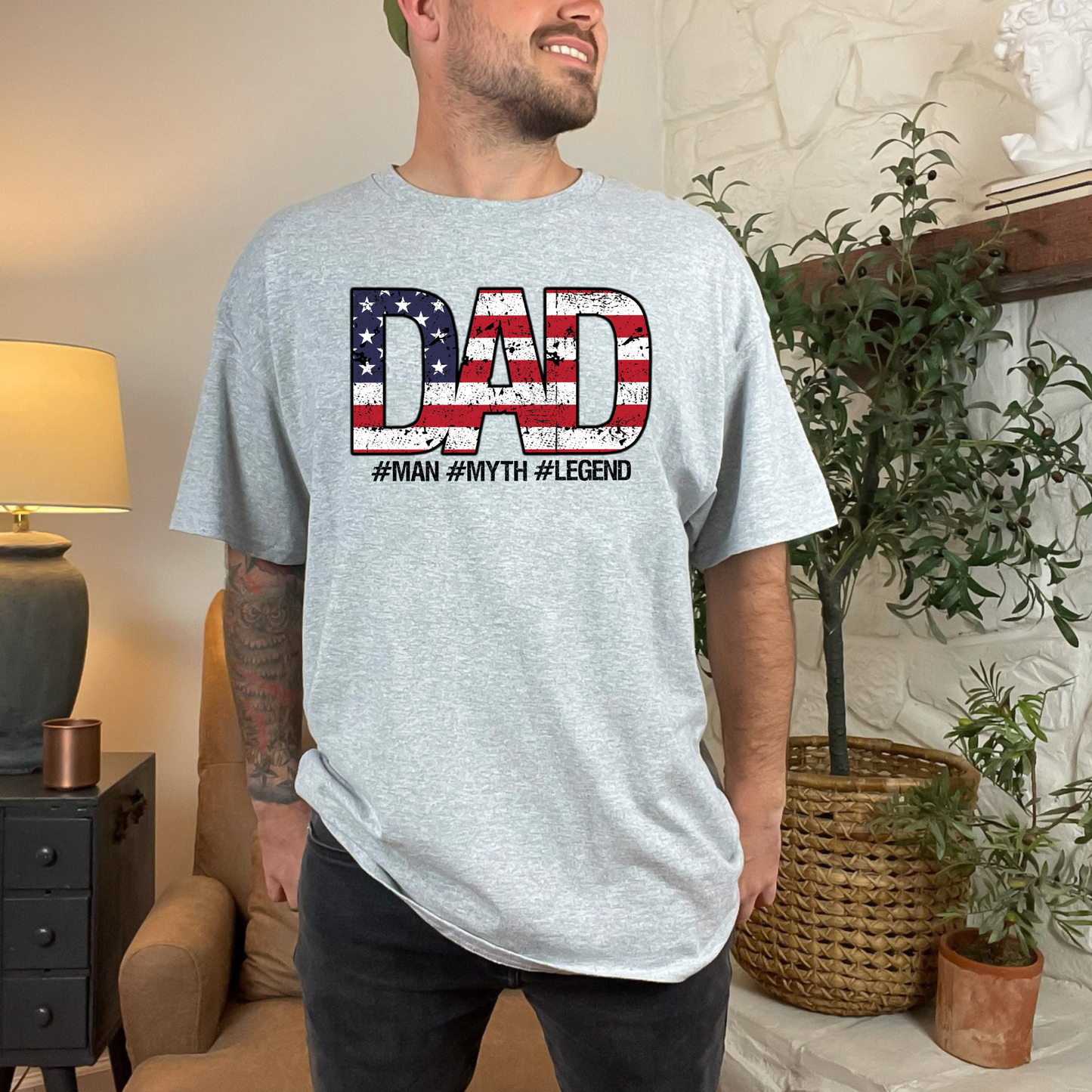 Wholesale American Dad Man Myth Legend Graphic Tee - Grey Tee