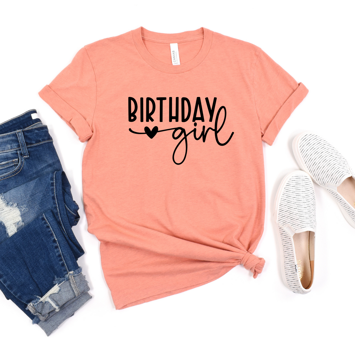 Wholesale Birthday Girl Graphic Tee - Heather Prism Sunset Tee