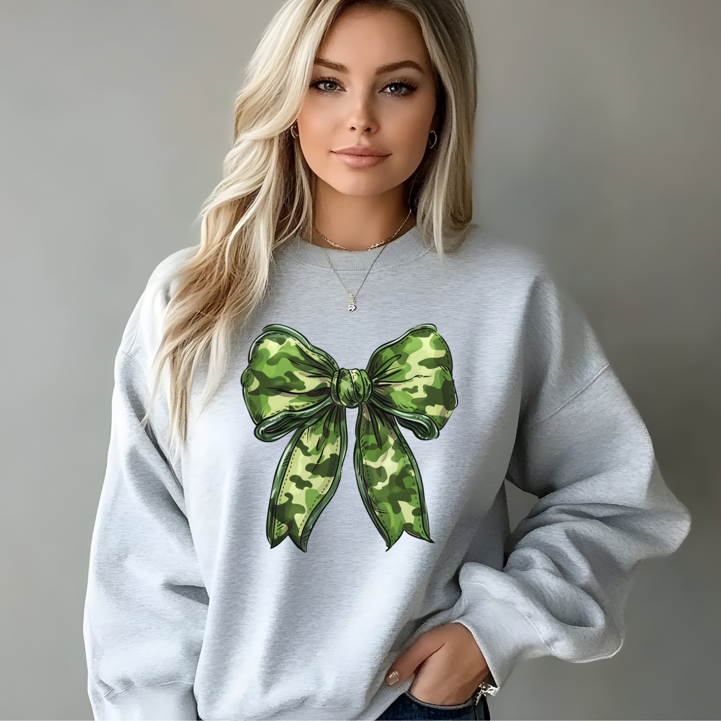 Wholesale Camo Bow - Ash Sweatshirt