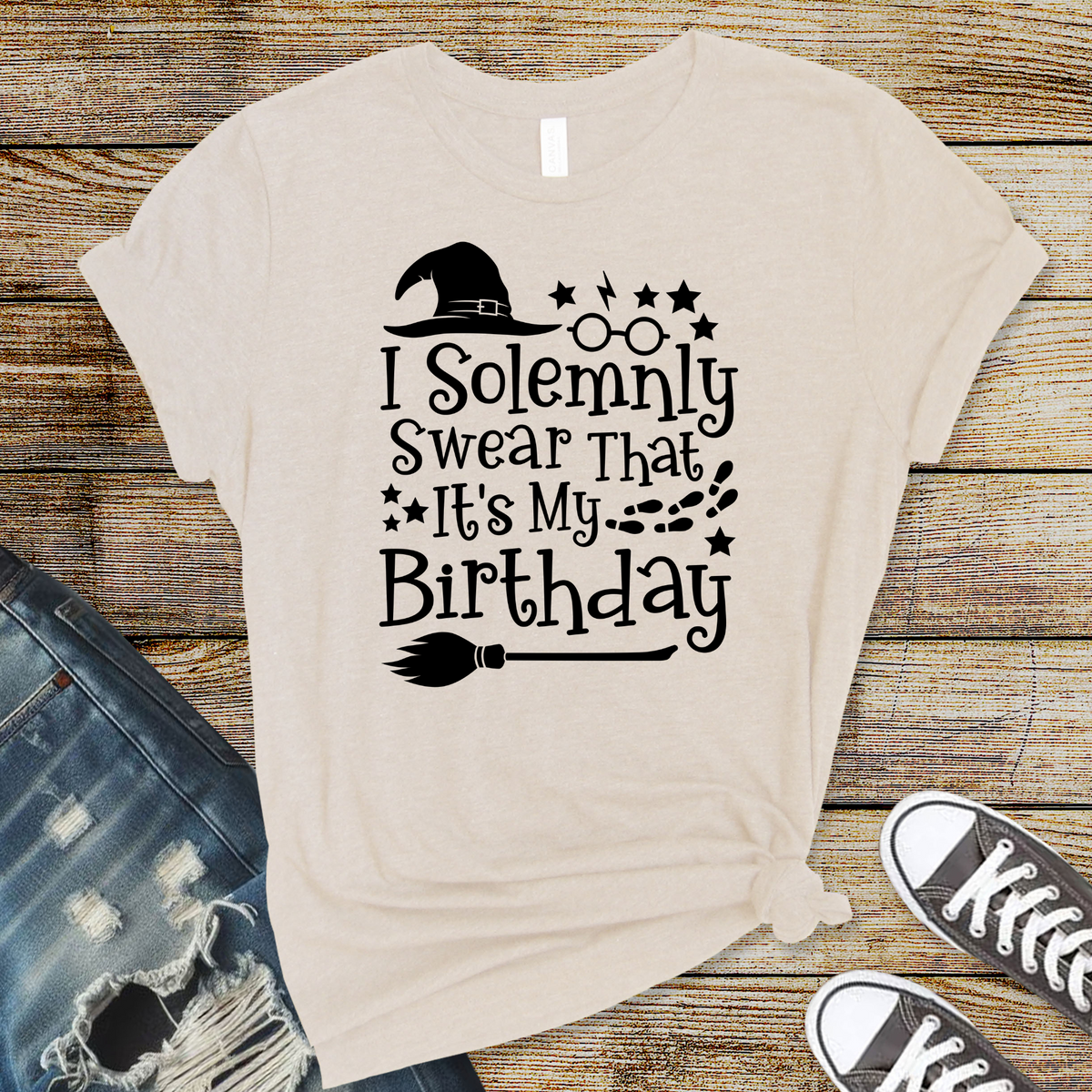 Wholesale Solemnly swear its my birthday Graphic Tee - Heather Dust Tee