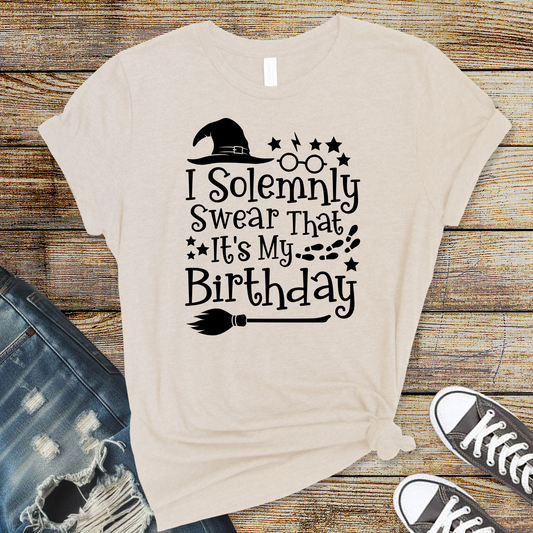 Wholesale Solemnly swear its my birthday Graphic Tee - Heather Dust Tee