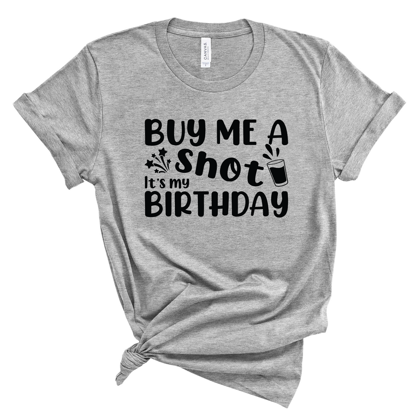 Wholesale Birthday Shot Graphic Tee - Heather Yellow Tee