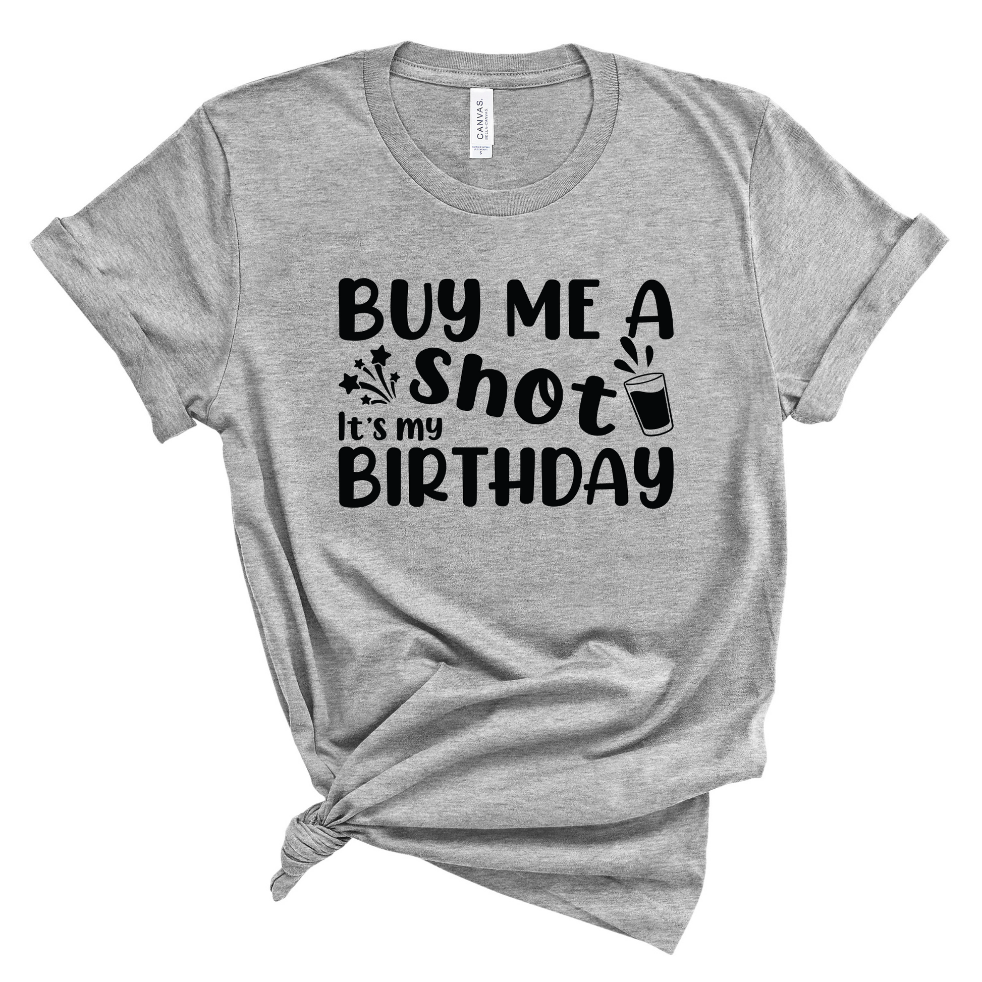 Wholesale Birthday Shot Graphic Tee - Heather Yellow Tee