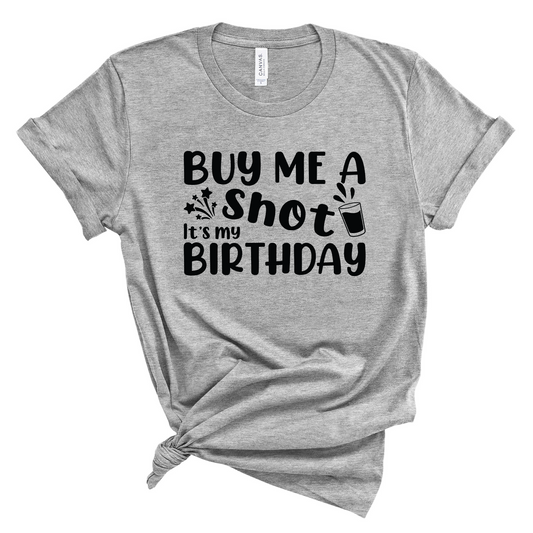 Wholesale Birthday Shot Graphic Tee - Heather Yellow Tee