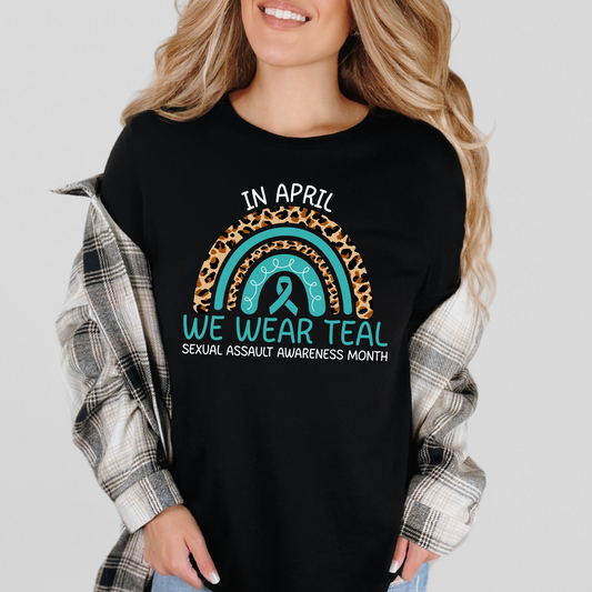 Wholesale We wear teal rainbow Graphic Tee - Black Tee