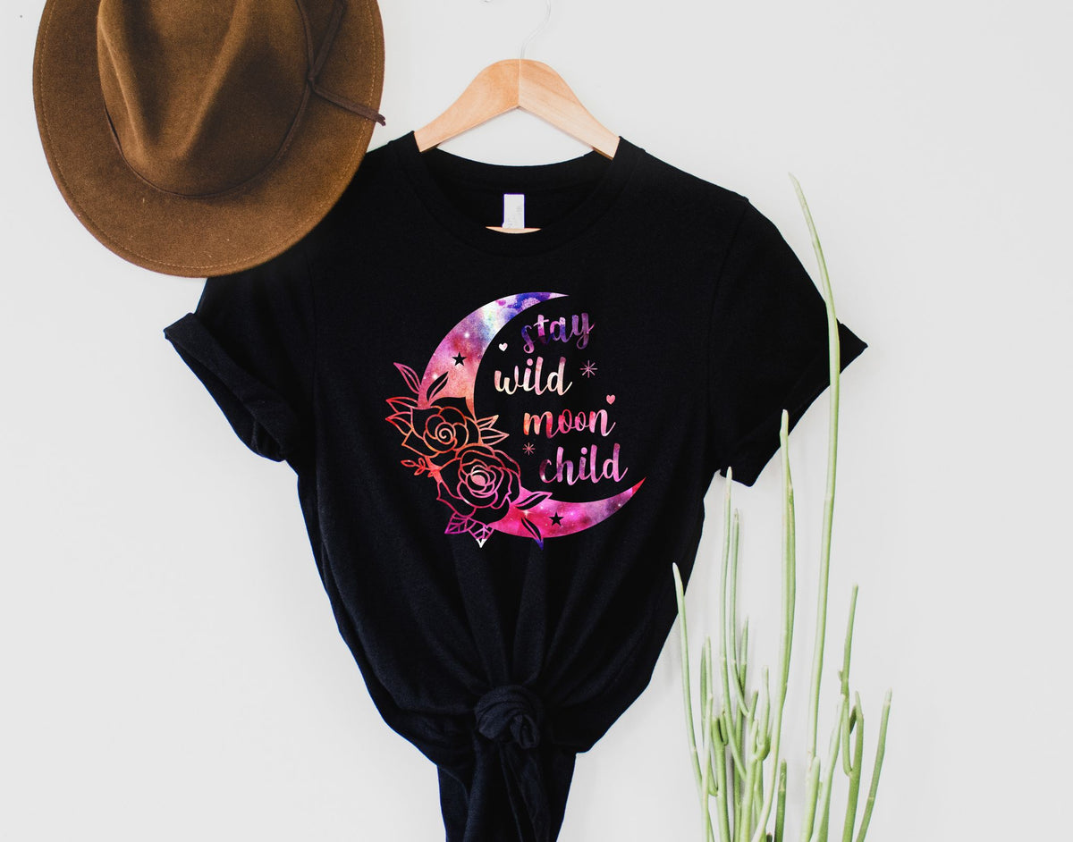 Wholesale Stay Wild Moon Child Graphic Tee - Black