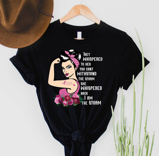 Wholesale I am the storm - Breast Cancer Graphic Tee - Black