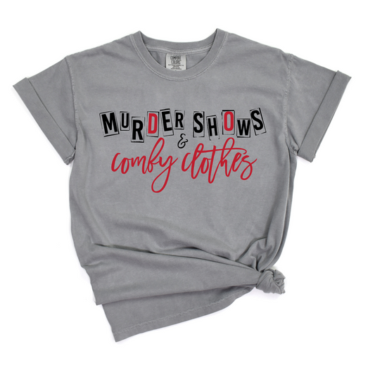 Wholesale Magazine Murder Shows Graphic Tee - Comfort Colors Grey