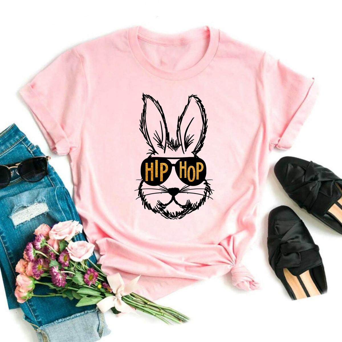 Wholesale Hip Hop Bunny Graphic Tee - Mint