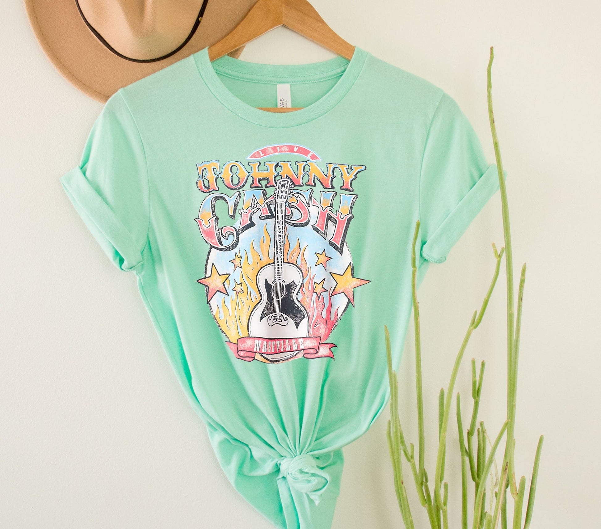 Wholesale Cash Guitar Graphic Tee - Mint