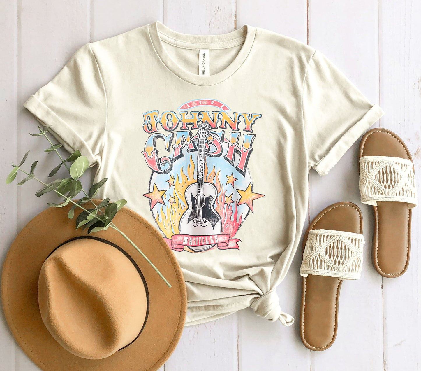 Wholesale Cash Guitar Graphic Tee - Heather Sunset