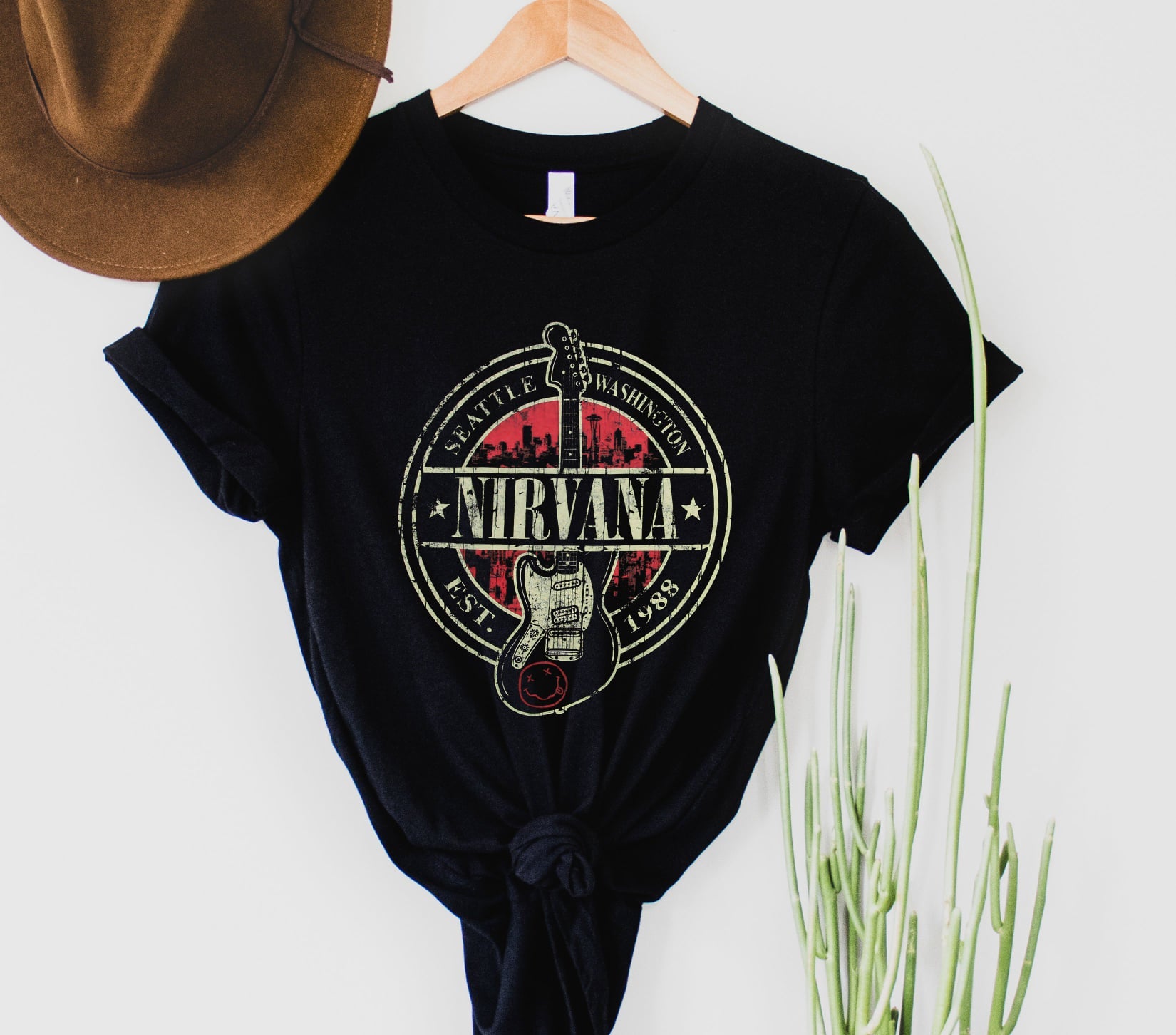 Wholesale Smiley Guitar Graphic Tee - Black