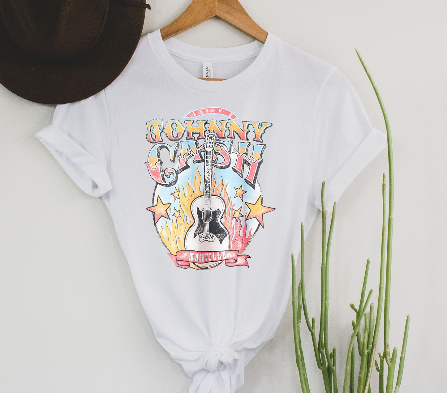 Wholesale Cash Guitar Graphic Tee - White