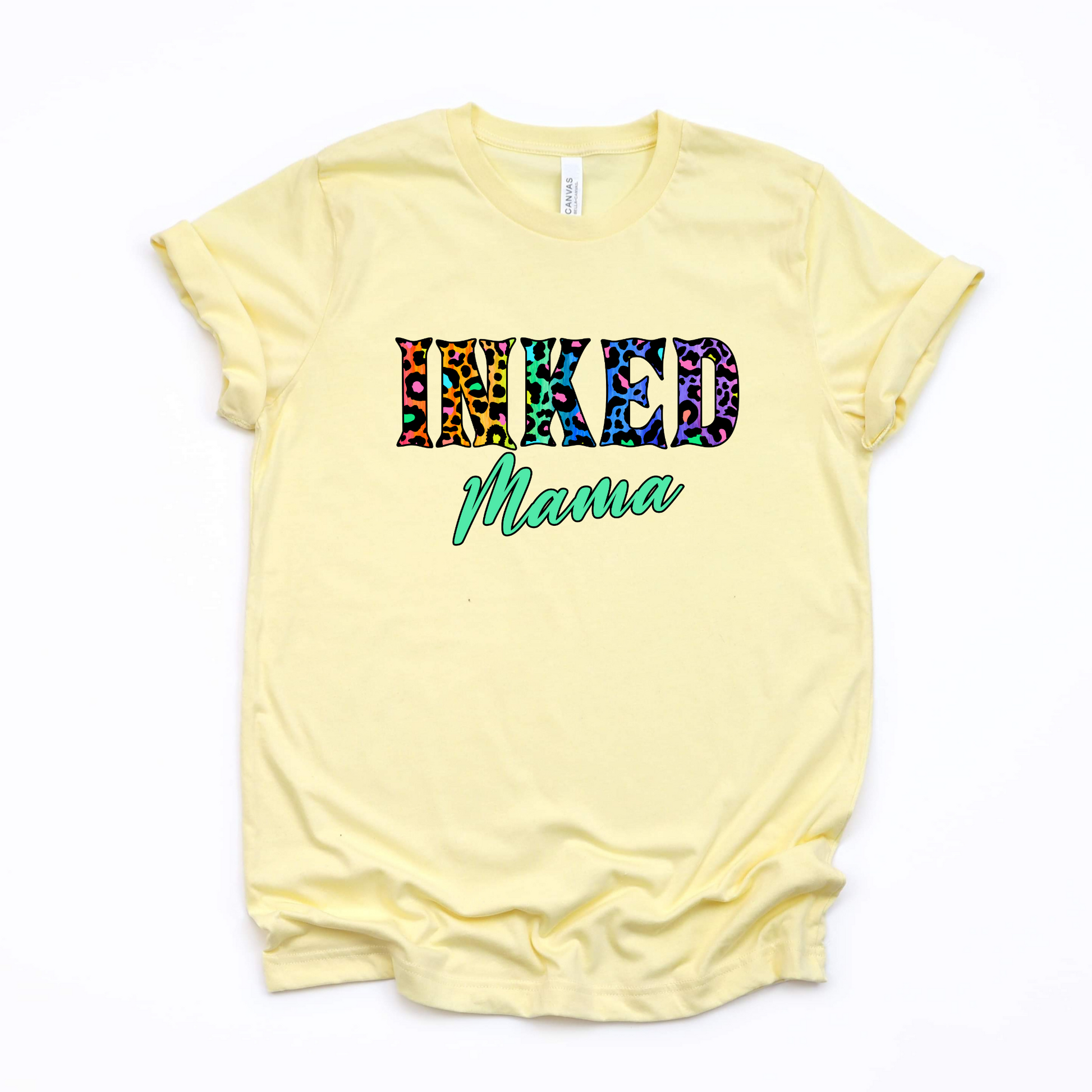 Wholesale Leopard Inked Mama Graphic Tee - French Vanilla Tee