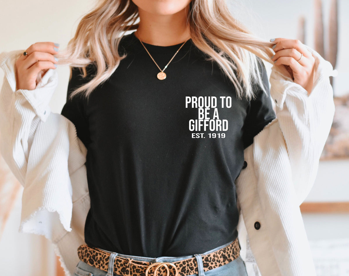 Wholesale Proud to be a Gifford - double sided Graphic Tee - Black