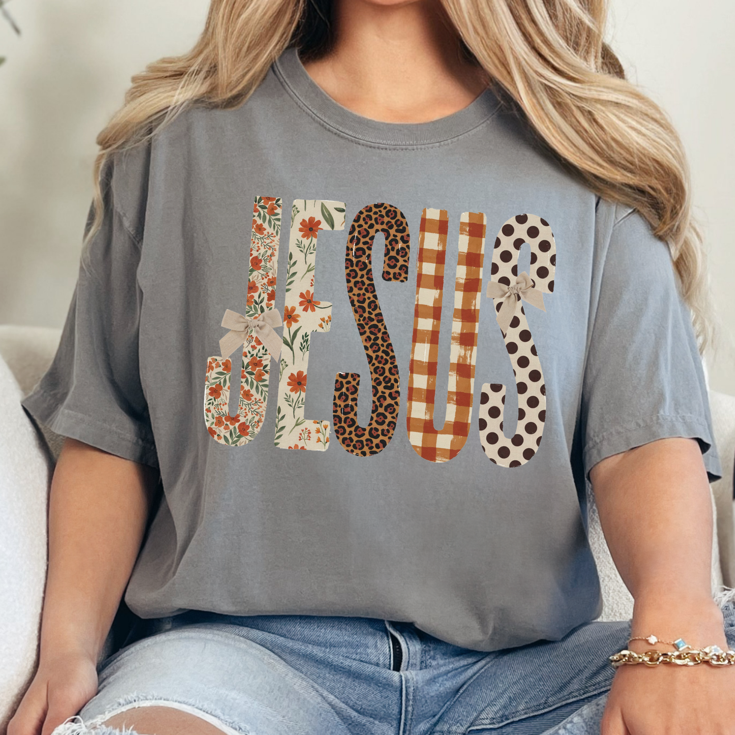 Wholesale Fall Jesus Graphic Tee - CC Grey