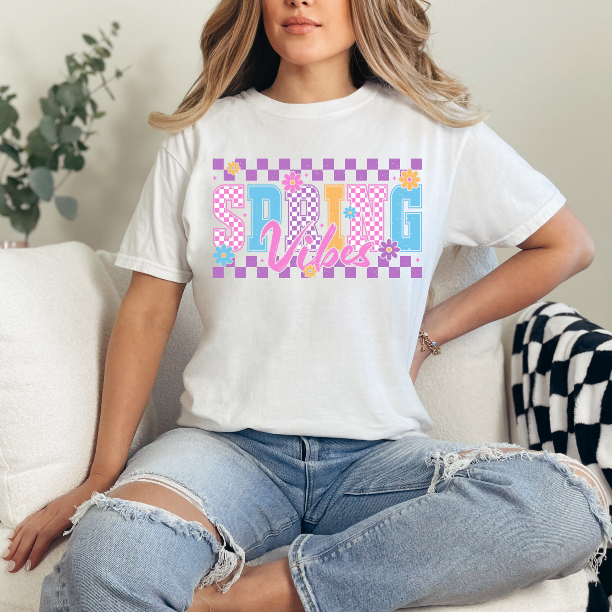 Wholesale Spring Vibes Graphic Tee - CC White Tee