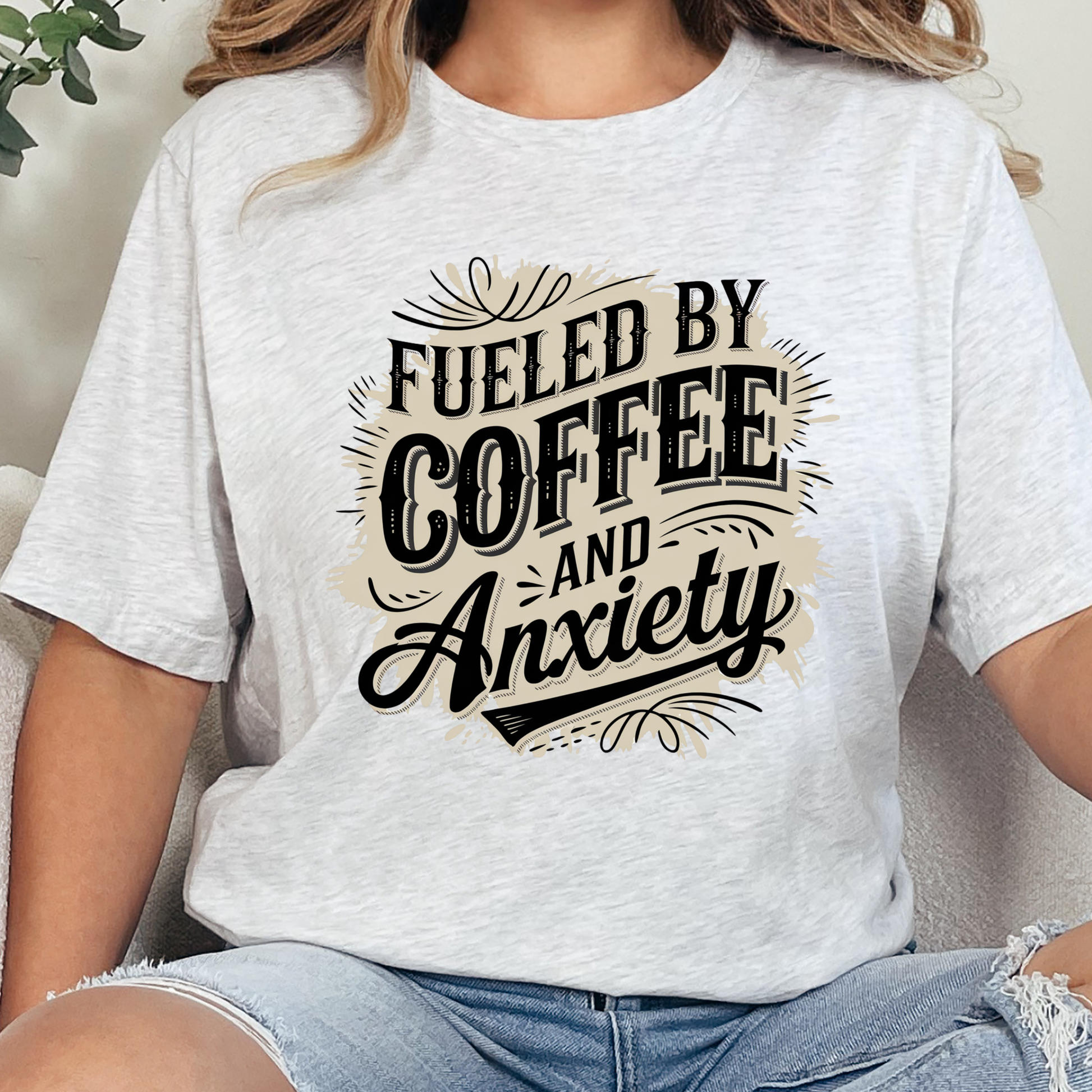Wholesale Fueled By Coffee & Anxiety Graphic Tee - Ash Tee