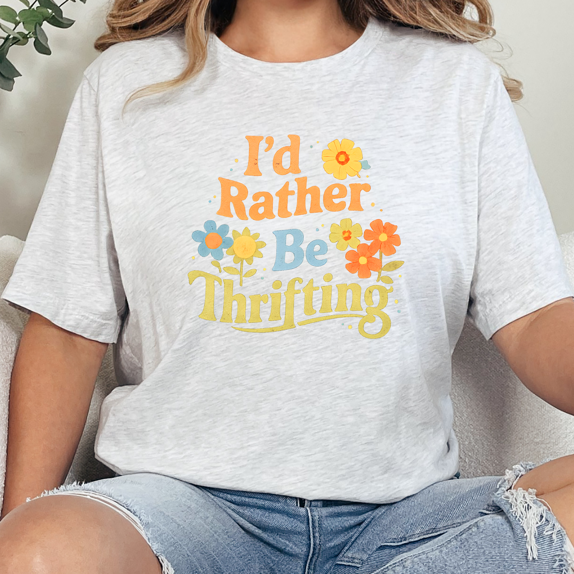 Wholesale I'd Rather Be Thrifting Graphic Tee - Ash Tee
