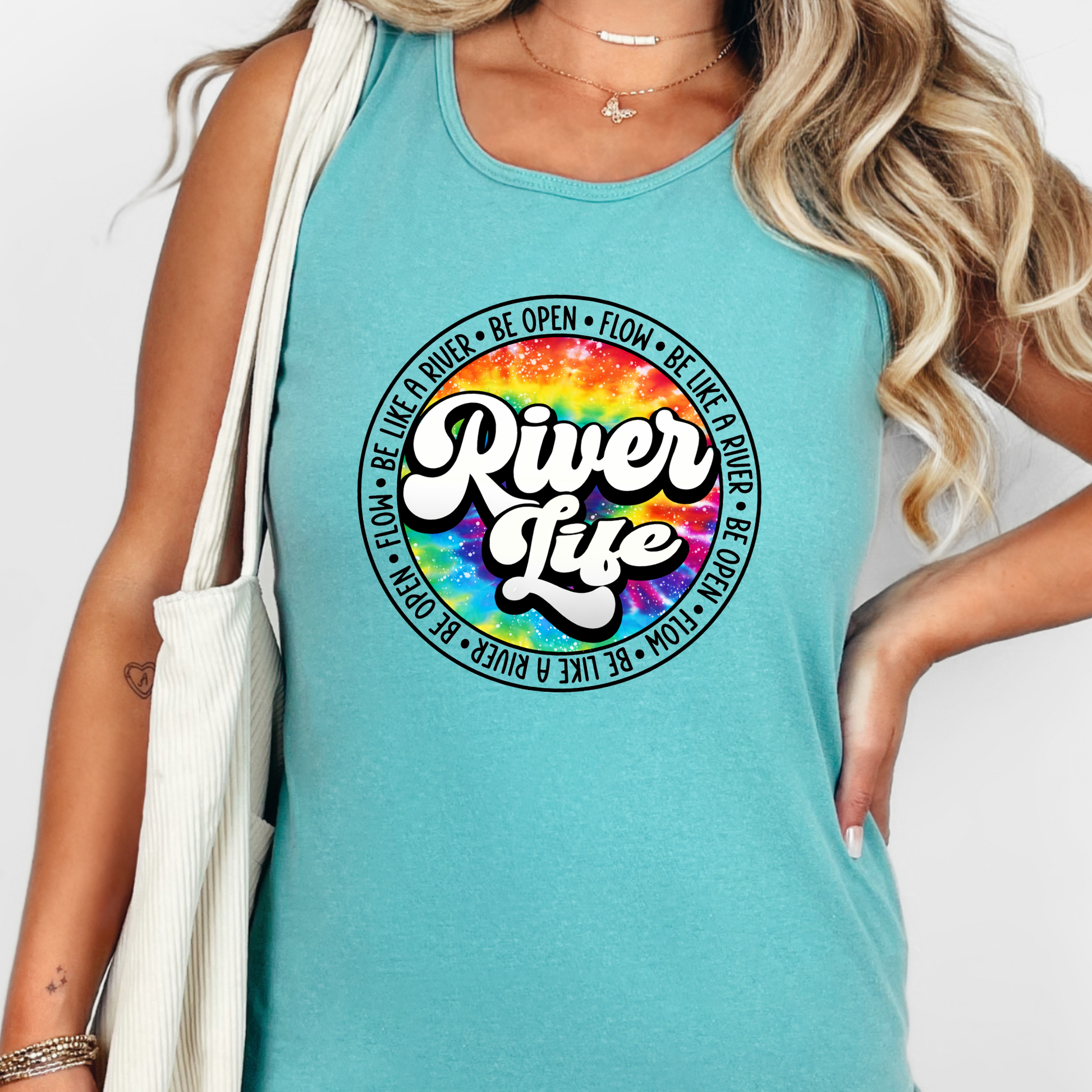 Wholesale River Life Circle Graphic Tank Top - CC Seafoam Tank