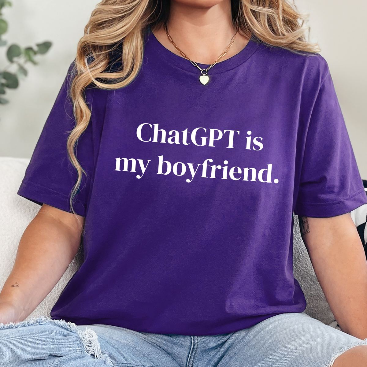 Wholesale ChatGPT is my Boyfriend Graphic Tee - Team Purple