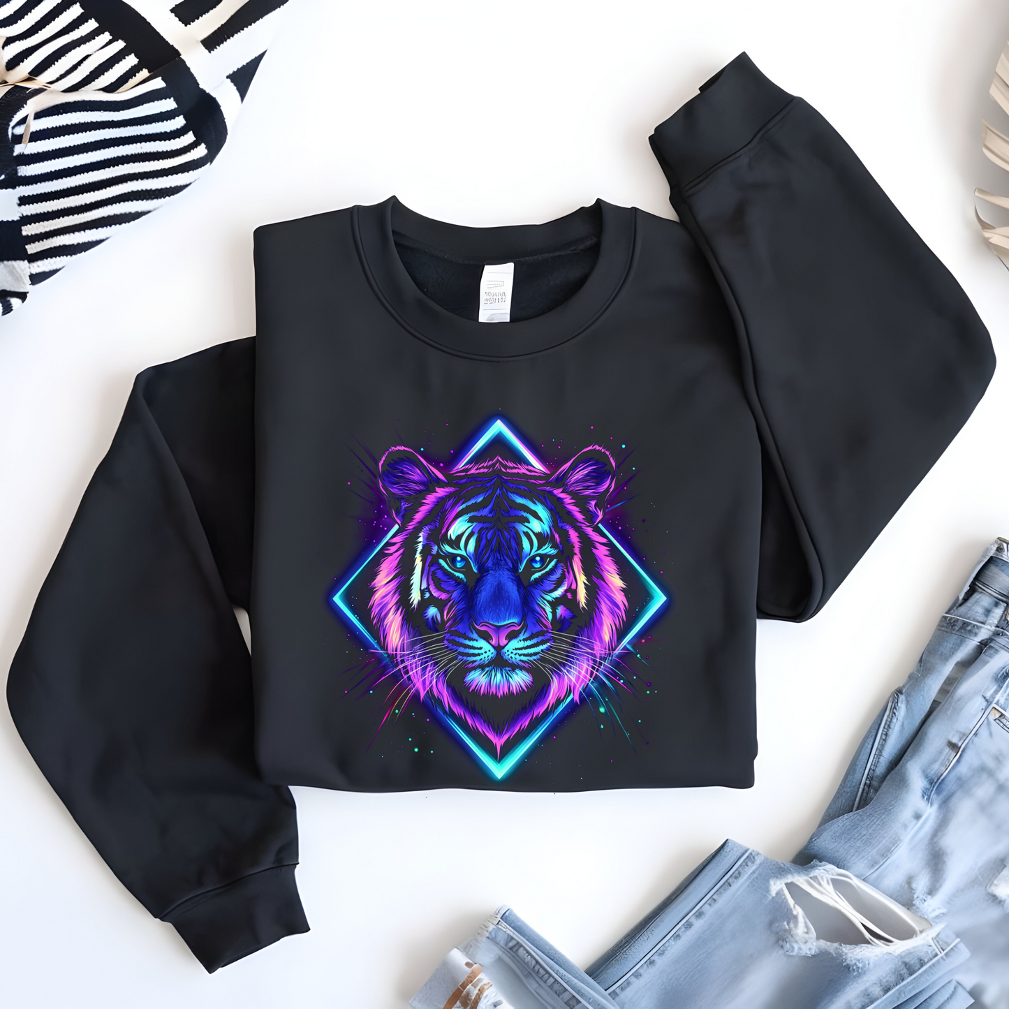 Wholesale Neon Tiger - Black Sweatshirt