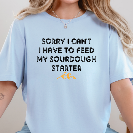 Wholesale Feed My Sourdough Starter Graphic Tee - Baby Blue Tee