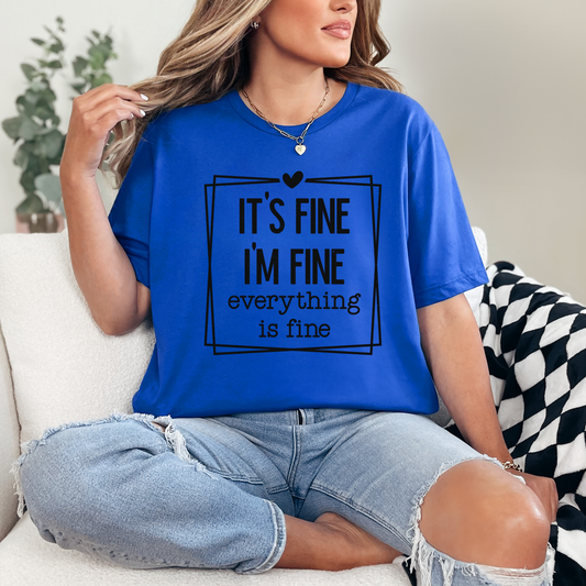 Wholesale It's Fine Square Graphic Tee - True Royal Tee