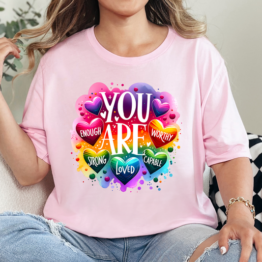 Wholesale You Are Enough Affirmation Graphic Tee - Soft Pink Tee