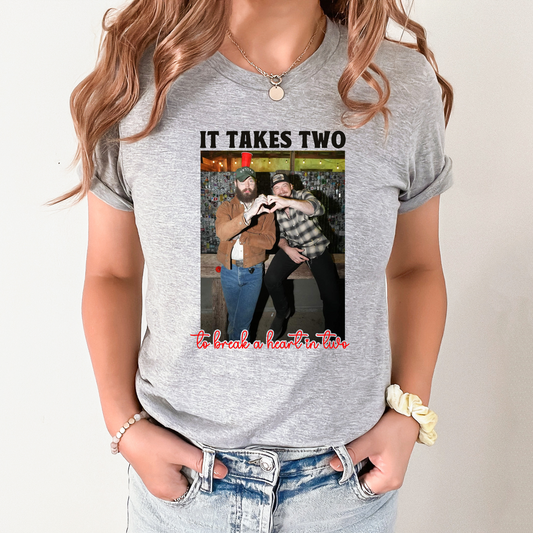 Wholesale Break a heart in two Graphic Tee - Grey Tee