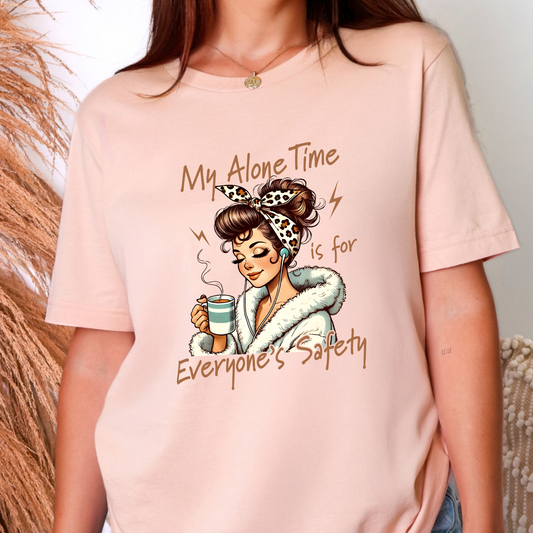 Wholesale Alone Time For Everyone's Safety Graphic Tee - Peach Tee