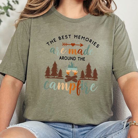 Wholesale Around the Campfire Graphic Tee - Heather Olive Tee