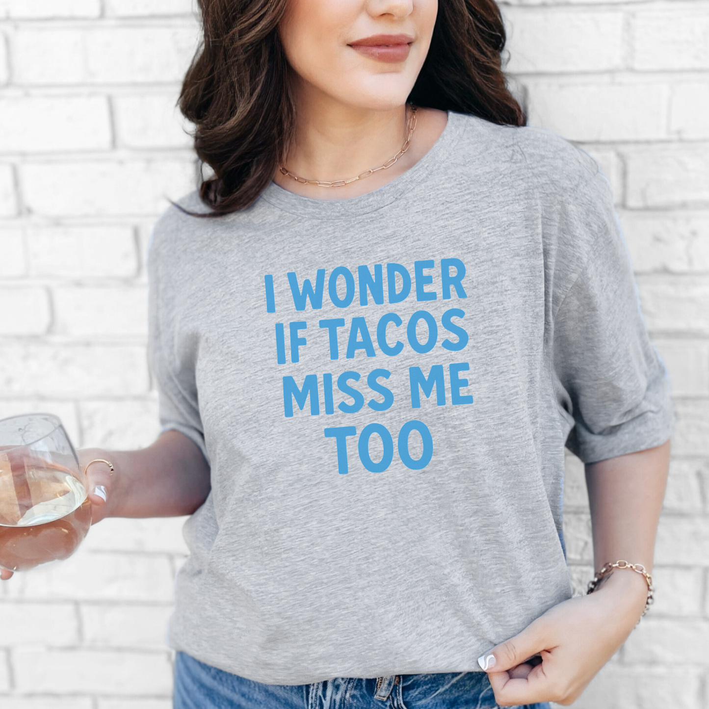 Wholesale Tacos Miss Me Graphic Tee - Grey Tee