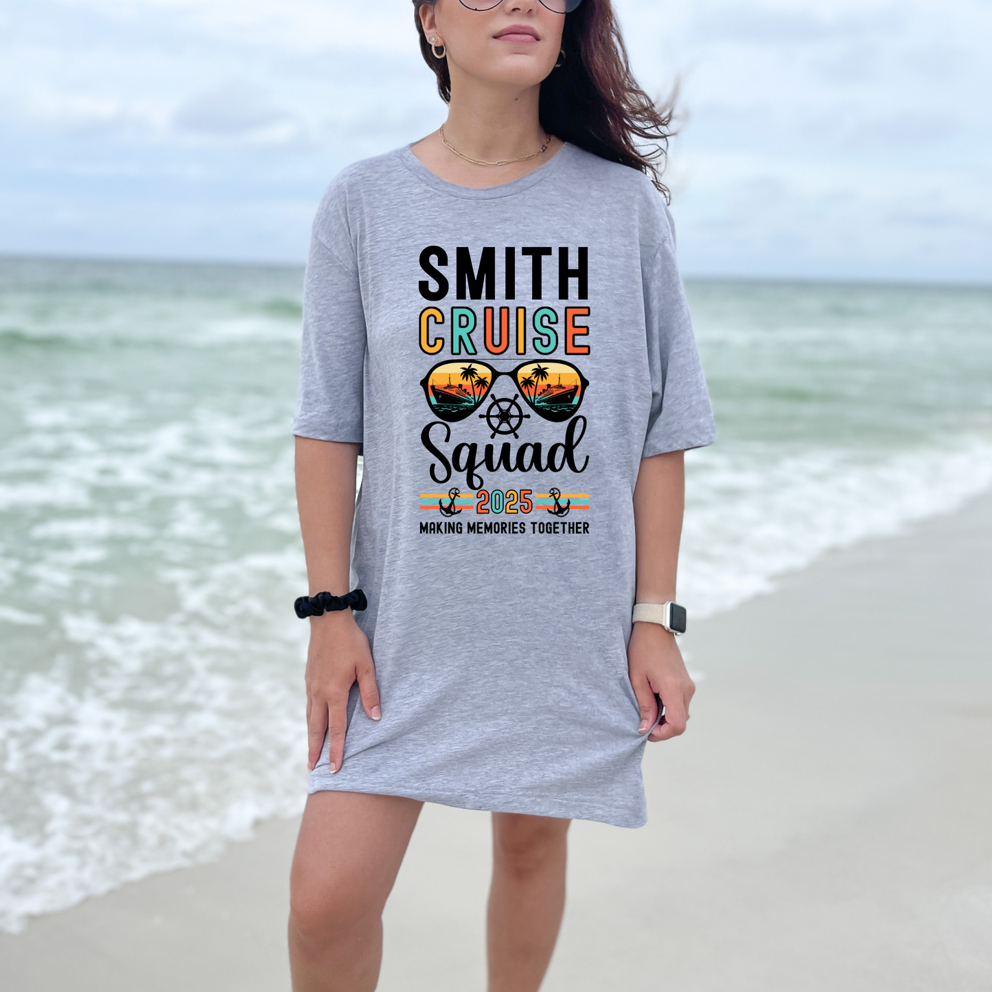 Wholesale Custom cruise squad Graphic Tee - Grey Tee