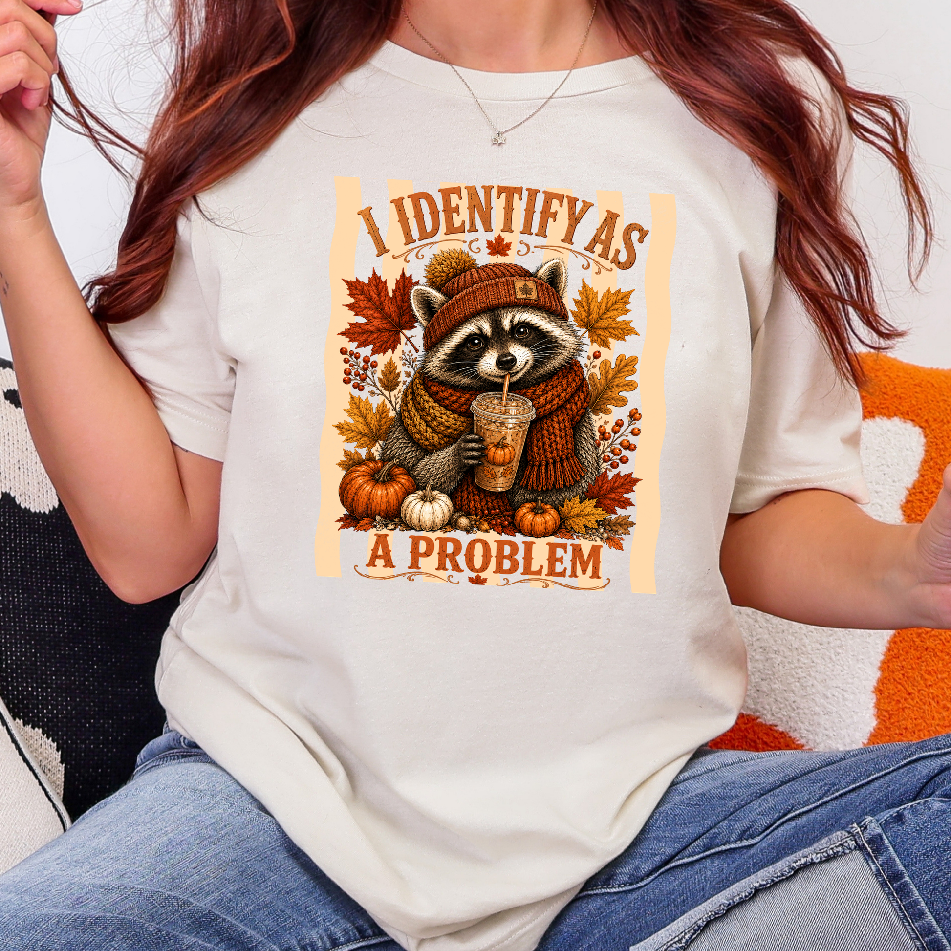 Wholesale Identify as a Problem Fall Graphic Tee - Natural